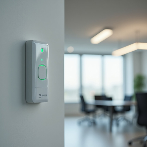 Sensor de alarma profesional instalado en una oficina moderna en Murcia