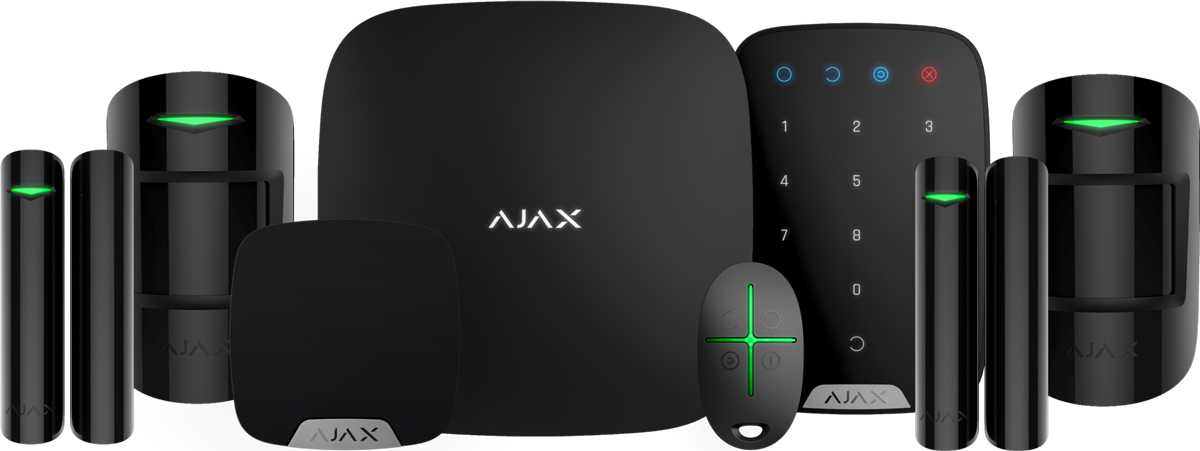 Kit completo de alarma Ajax para viviendas en Murcia con sensores, central y teclado dentro de un sistema sin cuotas