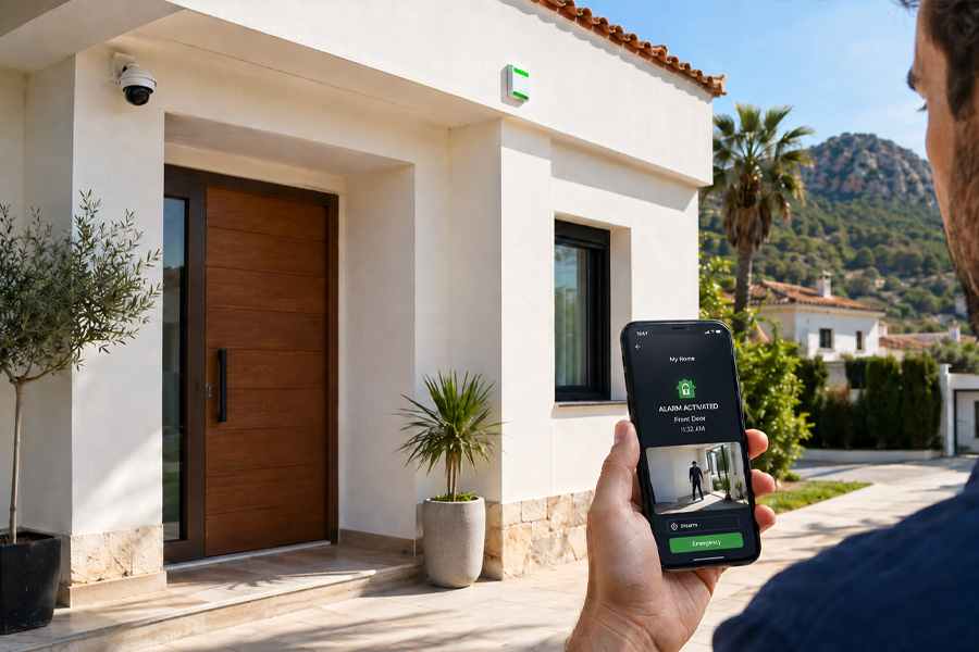 Tipos de alarmas para casa en Murcia con control desde el móvil, cámara exterior y aviso de seguridad en tiempo real